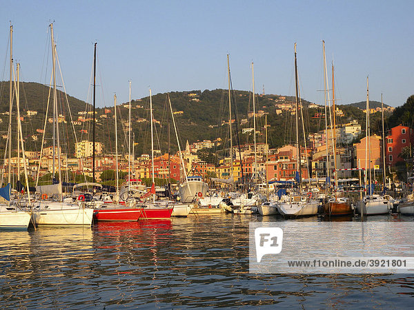 Altstadt und Hafen von Lerici  Bucht von La Spezia  Riviera  Ligurien  Italien  Europa