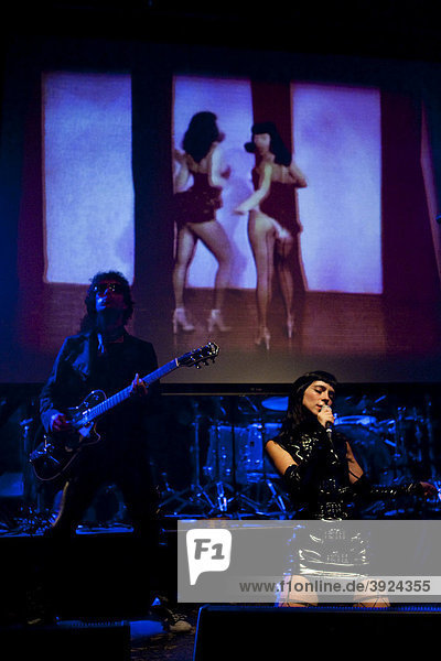 The French electro rock duo RisquÈ live in the Schueuer concert hall  Lucerne  Switzerland
