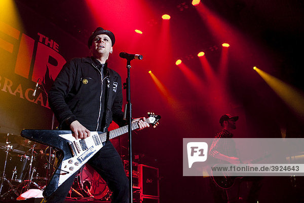 Singer and frontman Olly from the Italian rock band The Fire live at the Stadthalle Sursee Lucerne Switzerland