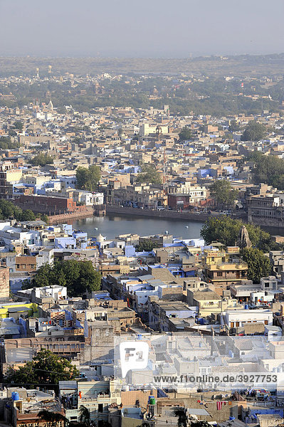 Blick auf Jodhpur  Die Blaue Stadt  Rajasthan  Nordindien  Indien  Südasien  Asien