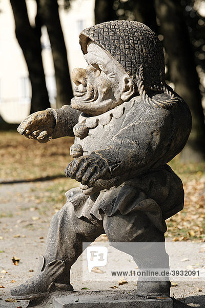 Male dwarf with a big nose sculpture series of crippled people from the Baroque period Zwergelgarten Mirabellgarten Mirabell Palace gardens Salzburg Austria Europe