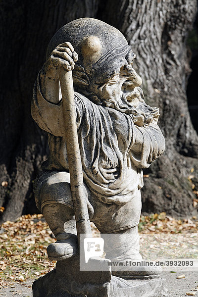 Bearded dwarf with a bump on the head sculpture series of crippled people from the Baroque period Zwergelgarten Mirabellgarten Mirabell Palace gardens Salzburg Austria Europe