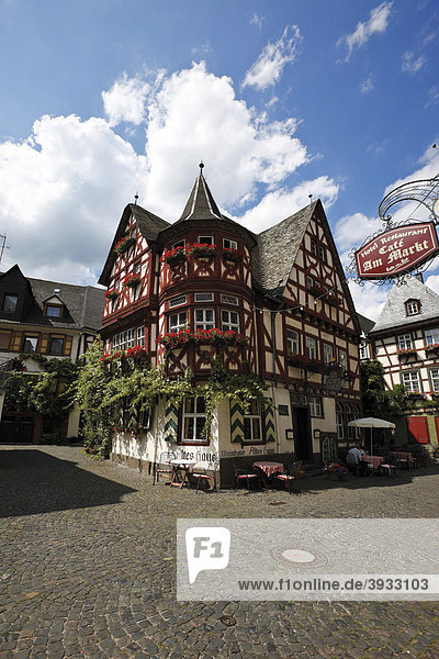 Altstadt von Bacharach  Fachwerkhäuser  Unesco-Welterbe  Mittelrheintal  Rheinland-Pfalz  Deutschland  Europa