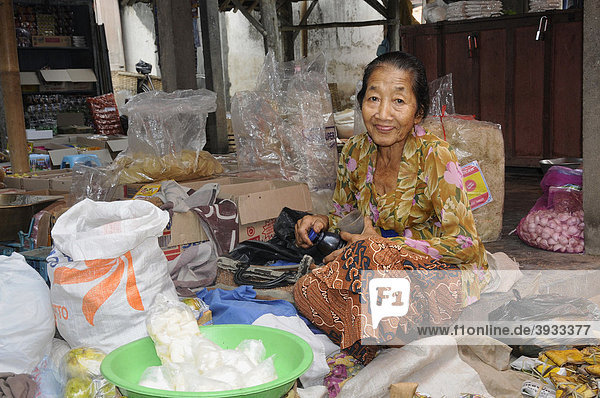 Market-woman on a farmer's market near Yogyakarta  Central Java  Indonesia  Southeast Asia
