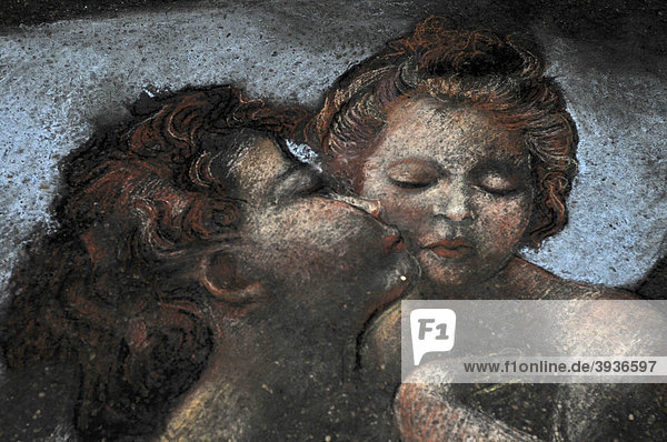 Straßenkunst  Asphaltmalerei  Rom  Latium  Italien  Europa