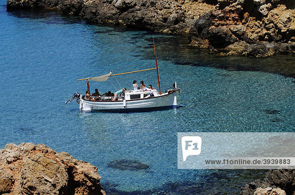 Boat  Cala Conta  Ibiza  Pine Islands  Balearic Islands  Spain  Europe