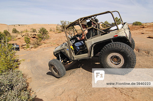 Jeep on the Slickrock Trail  Moab  Utah  USA