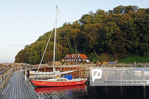 Segelboot im Hafen des Dorf Lohme  Halbinsel Jasmund  Insel Rügen  Mecklenburg-Vorpommern  Deutschland  Europa