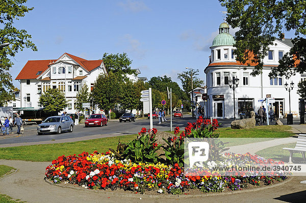 Square in the center of the Baltic resort Binz  Ruegen Island  Mecklenburg-Western Pomerania  Germany  Europe