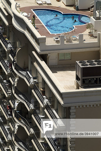 Swimming pool on a high-rise building in Dubai  United Arab Emirates  Middle East
