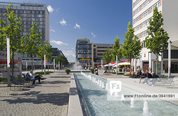 Prager Strasse  pedestrian zone and shopping street  Dresden  Saxony  Germany  Europe