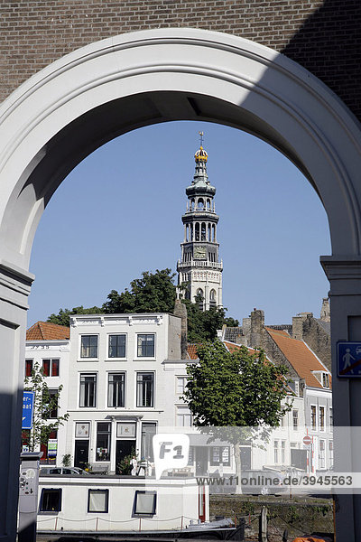 Blick auf Abteiturm Lange Jan  Middelburg  Niederlande  Europa