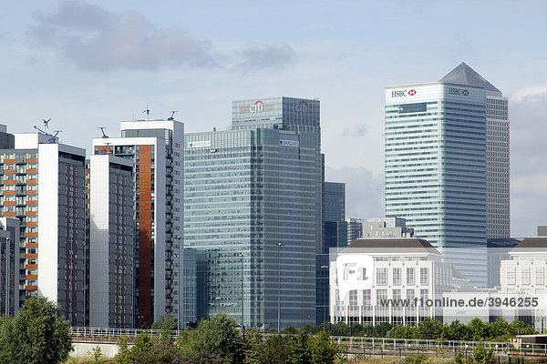 Finanzviertel  Bankenviertel  in Canary Wharf in London  England  Großbritannien  Europa