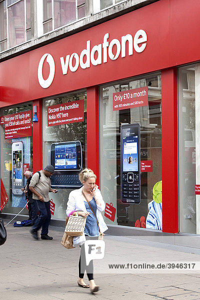 Store of the telecommunications company Vodafone on Oxford Street in London  England  United Kingdom  Europe