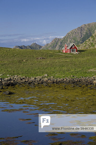 Norwegisches Haus bei Nyksund  Insel Langoeya  Vesteralen  Norwegen  Skandinavien  Europa