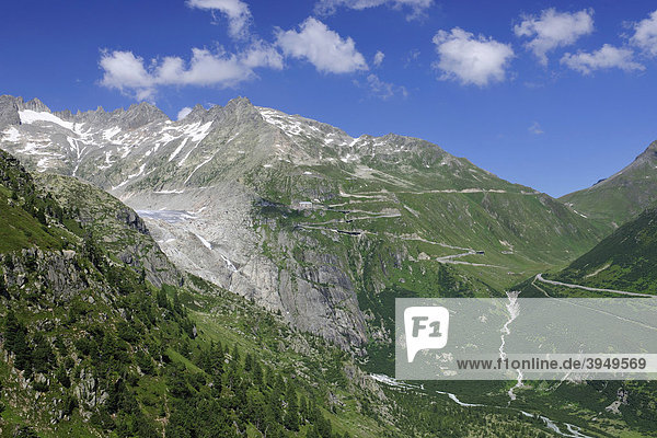 Furka Pass Road  Canton of Valais  Switzerland  Europe