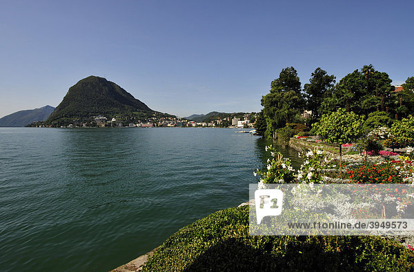 Lugano am Lago Maggiore mit dem Hausberg San Salvatore  Kanton Tessin  Schweiz  Europa Kanton Tessin