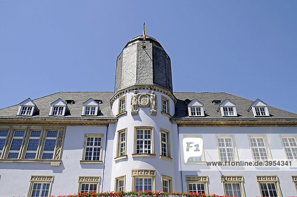 Altes Rathaus  Bücherei  Fassade  Menden  Märkischer Kreis  Sauerland  Nordrhein-Westfalen  Deutschland  Europa