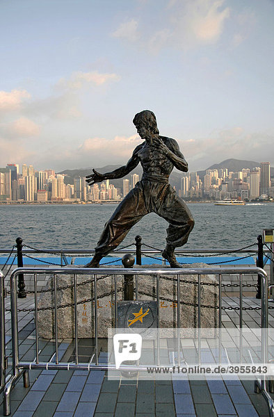 Statue von Bruce Lee  Karate Meister  Schauspieler  Pier  Hongkong  Hong Kong  China  Asien