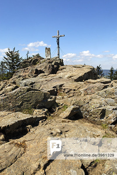 Gipfel Großer Rachel  1453 m  Nationalpark Bayerischer Wald  Niederbayern  Bayern  Deutschland  Europa