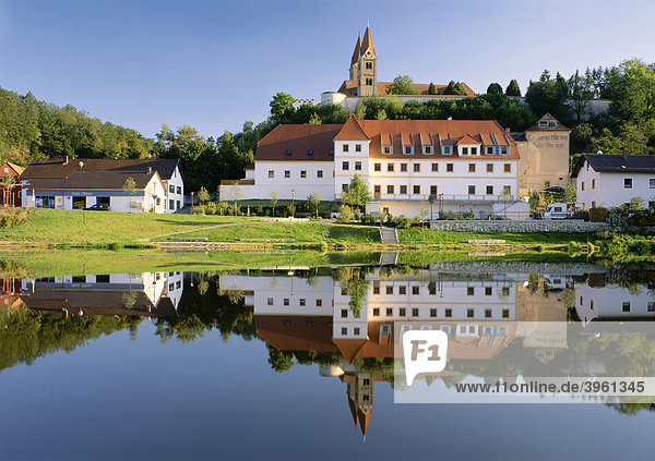 Ehemalige Benediktinerklosterkirche Mariä Himmelfahrt über dem Regen  Reichenbach  Oberpfalz  Bayern  Deutschland  Europa