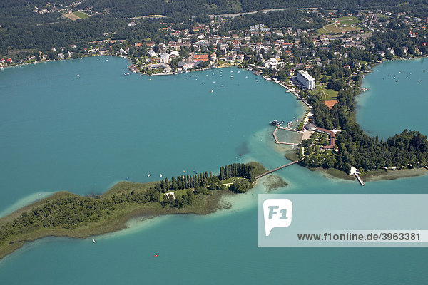 Pörtschach am Wörthersee  Luftaufnahme  Schlangeninsel  Kärnten  Österreich  Europa