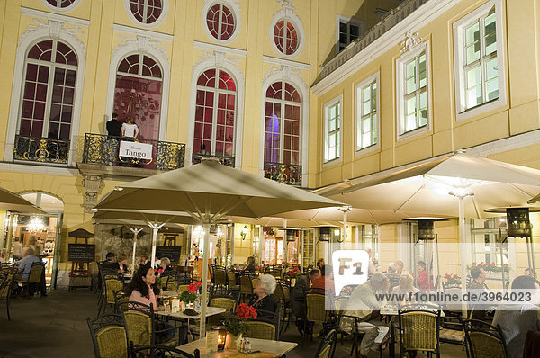 Cafe in the Coselpalais palace at night  Dresden  Saxony  Germany