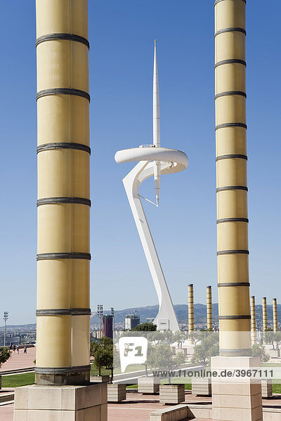 Funkturm  entworfen von Ricardo Calatrava  Barcelona  Katalonien  Spanien  Europa