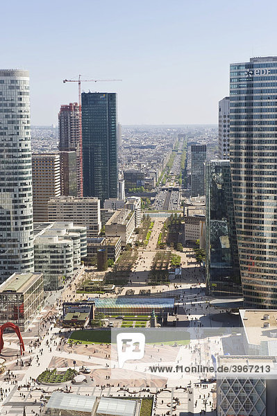 Perspective view over Paris and La Defense business district  Paris  France  Europe