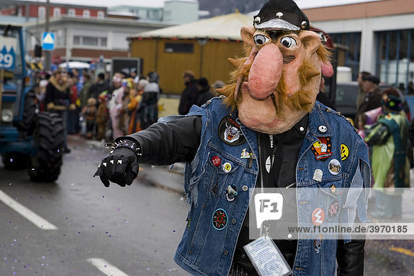 Werner Beinhart mask in the Carnival procession in Littau  Lucerne  Switzerland  Europe