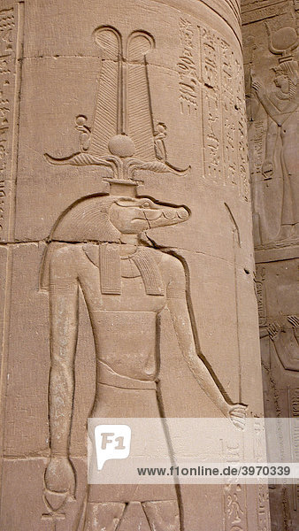 Tempel  Reliefs und Hieroglyphen  Horus Tempel  Edfu  Ägypten  Afrika