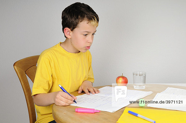 Boy doing homework for school