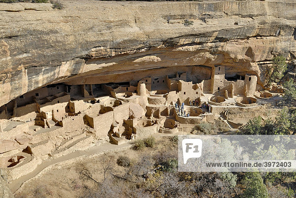 Historische Bauten der Ancestral Puebloans  Cliff Palace Gesamtanlage  Mesa Verde National Park  Colorado  USA