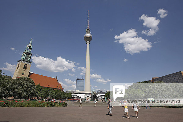 Fernsehturm und Marienkirche in Berlin  Deutschland  Europa
