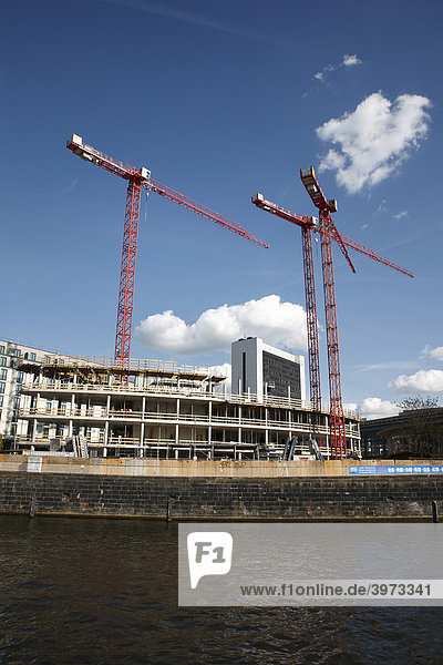 Construction site at the Traenenpalast Spree River  Berlin  Germany  Europe