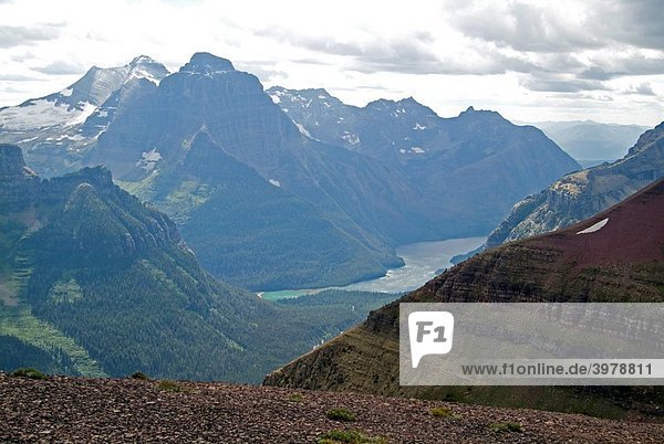 View from Akamina Ridge in Akamina-Kishinena Provincial Park  British Columbia  Canada looking toward Glacier National Park in Montana  USA.
