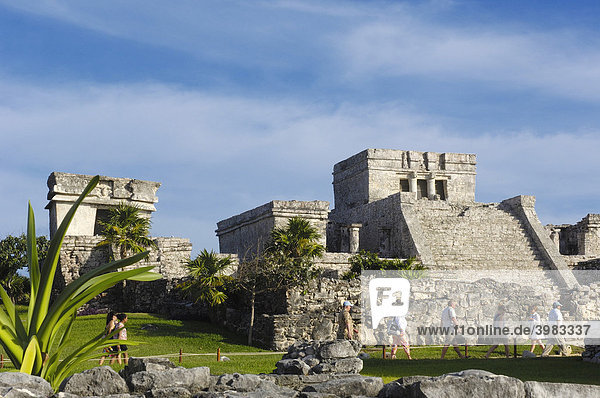 Die Burg  El Castillo  Maya-Ruinen von Tulum  1200-1524  Tulum  Bundesstaat Quintana Roo  Riviera Maya  Yucatan Halbinsel  Mexiko
