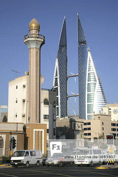 World Trade Center Gebäude  Moschee  Hauptstadt Manama  Königreich Bahrain  Persischer Golf