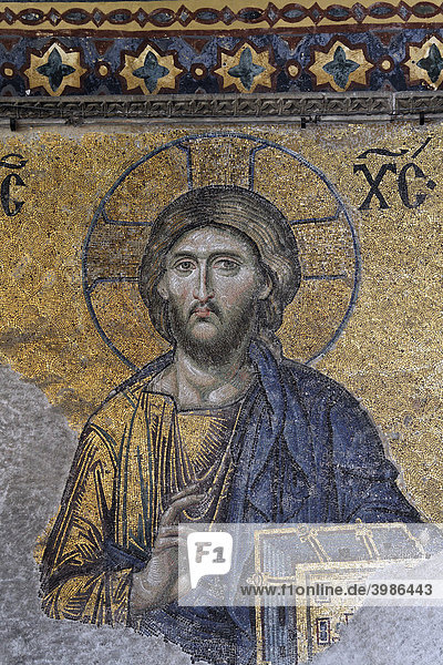 Christusfigur  Deesismosaik in der Südempore  Hagia Sophia  Aya Sofya  Sultanahmet  Istanbul  Türkei