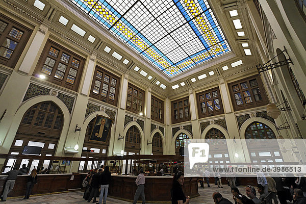 Hall of the main post office  Ottoman Art Nouveau  Eminoenue  Istanbul  Turkey