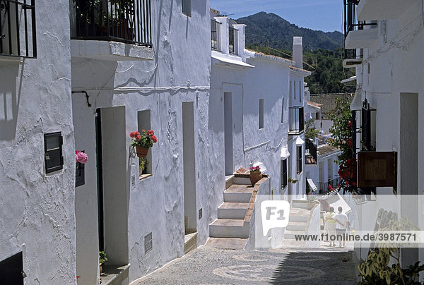 White Towns  alleyway  Frigiliana  Andalusia  Spain  Europe