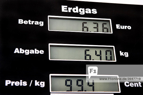 Natural gas pump at a petrol station