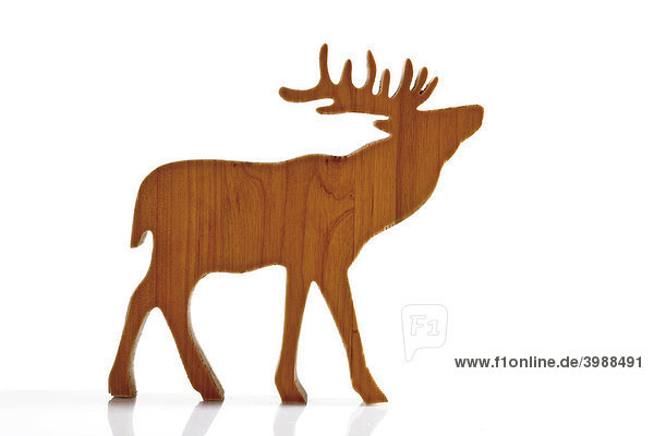 Braunes Rentier  Elch  Dekofigur aus Holz