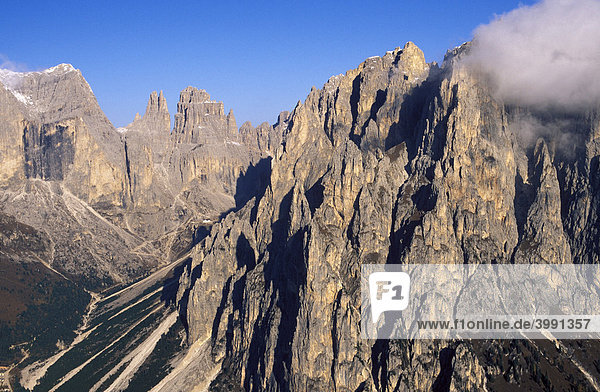 Luftbild  Rosengarten-Gruppe mit Vajolet-Türme  Dolomiten  Südtirol  Italien