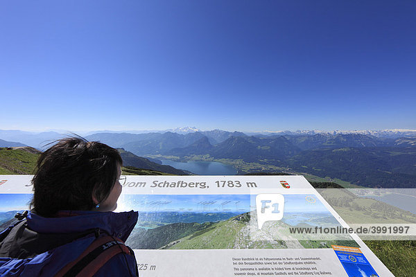 Panoramakarte auf Schafberg  Salzkammergut  Land Salzburg  Salzburger Land  Österreich  Europa
