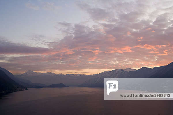 Blick auf den Comer See am Morgen von der Via Schignano aus  Argegno am Comer See  Lombardei  Italien  Europa