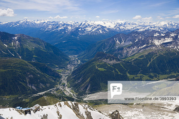 Aosta-Tal  Valle d'Aosta  Val Ferret  Val Veny  Brenva Gletscher von Rifugio Torino  Funivie Monte Bianco  Mont-Blanc-Seilbahn  Alpen  Italien  Europa