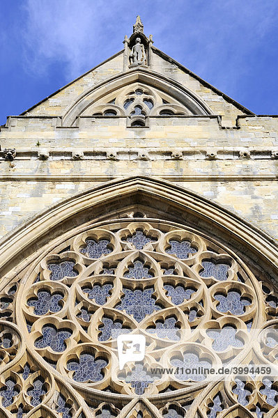Teil der Westfassade der Kathedrale St. Peter in Exeter  Grafschaft Devon  England  Großbritannien  Europa