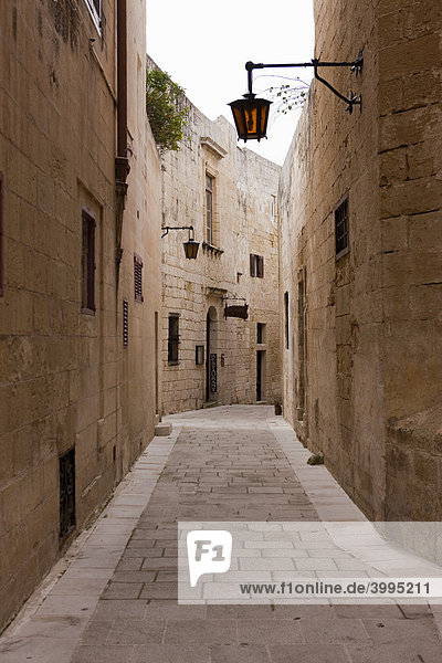 Enge historische Gasse in Mdina  St. Peter Street  Mdina  Malta  Europa