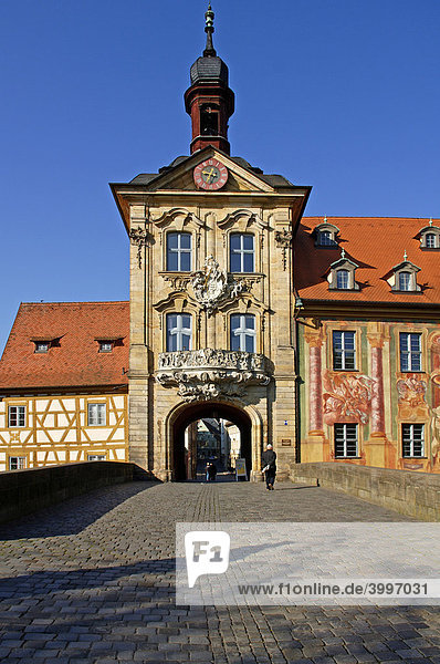 Altes Rathaus mit oberer Brücke  Bamberg  Oberfranken  Bayern  Deutschland  Europa